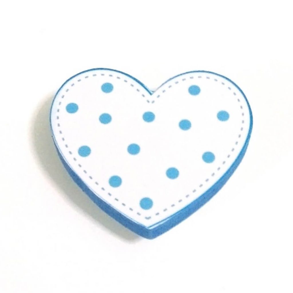 Mavi Puantiyeli Kalp Motifli Bebek Kulp Modeli