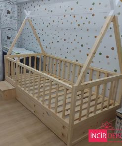 MY 140 Üçgen Başlık Çatılı Montessori Yatak Yavrulu