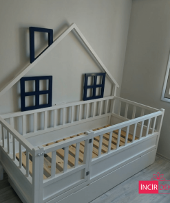 MY159 - Yavru Yataklı Arkası Çatılı Montessori Yatak1